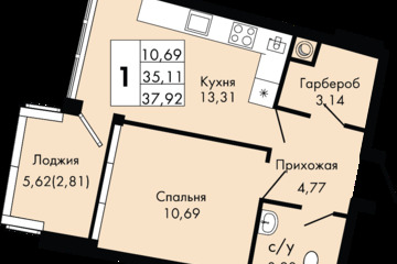 1-к квартира, 37,9 м², 4/9 эт.