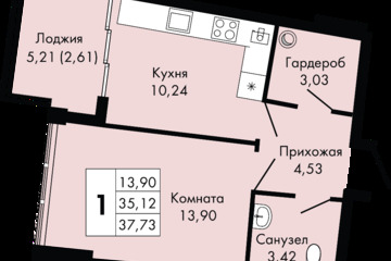 1-к квартира, 37,7 м², 5/9 эт.