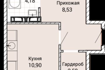 1-к квартира, 52,6 м², 8/9 эт.