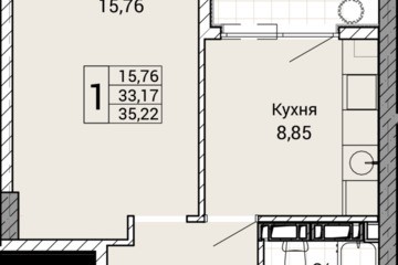 1-к квартира, 35,2 м², 8/9 эт.